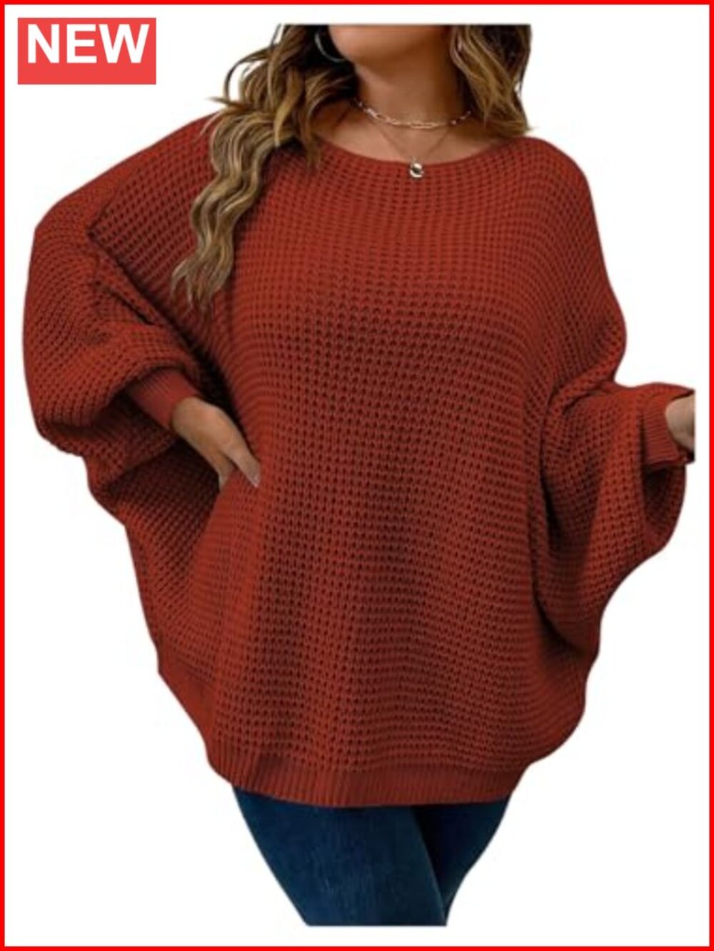 Plus Size Oversized Pullover Sweater Fall Casual Long Sleeve Acrylic Knit
